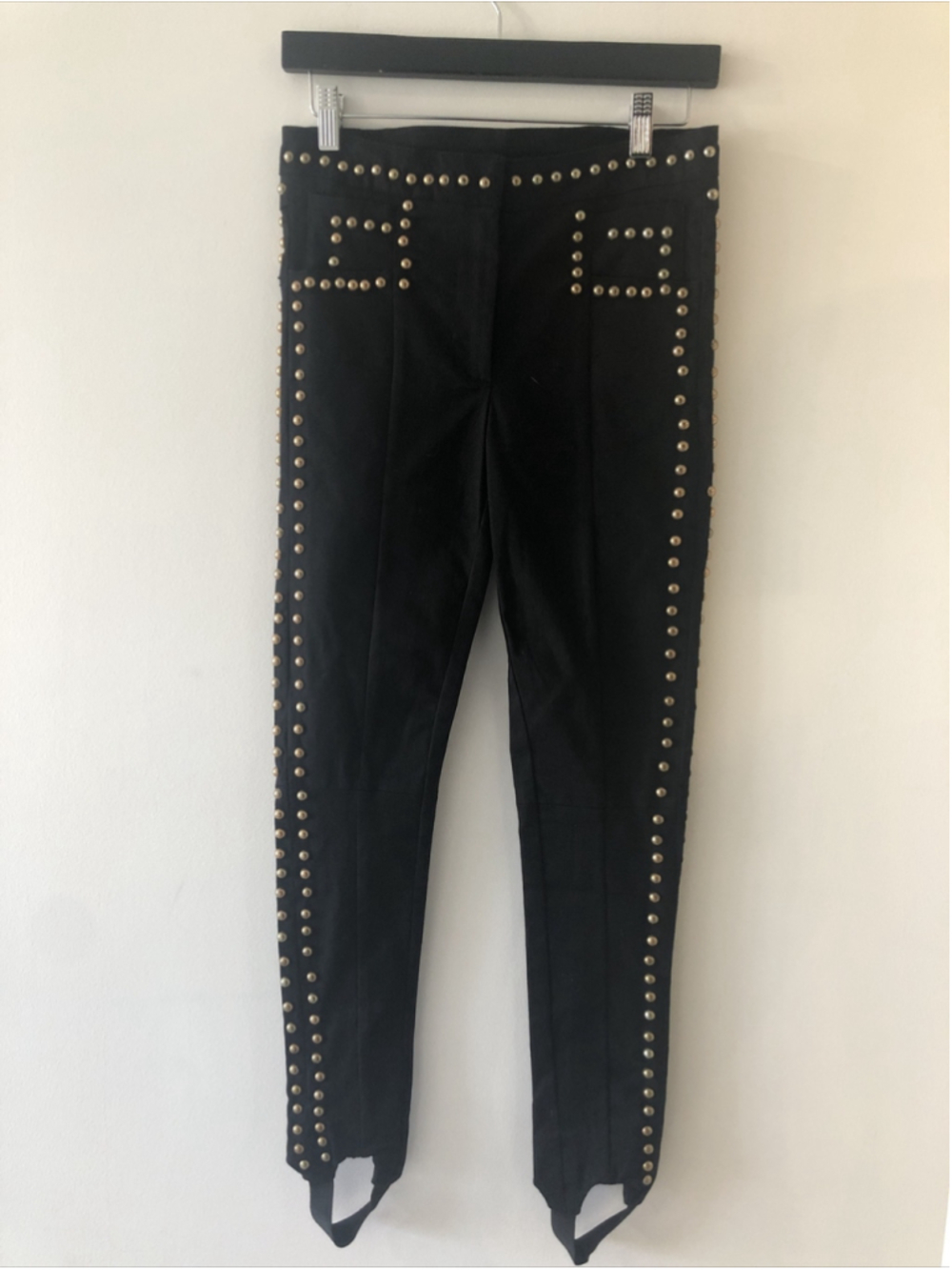slim spindle pants black Gold Studded women S and M